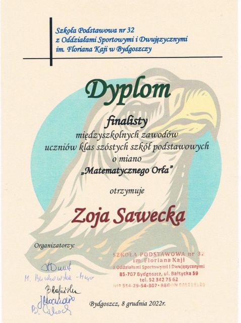 dyplom ZojaSawecka