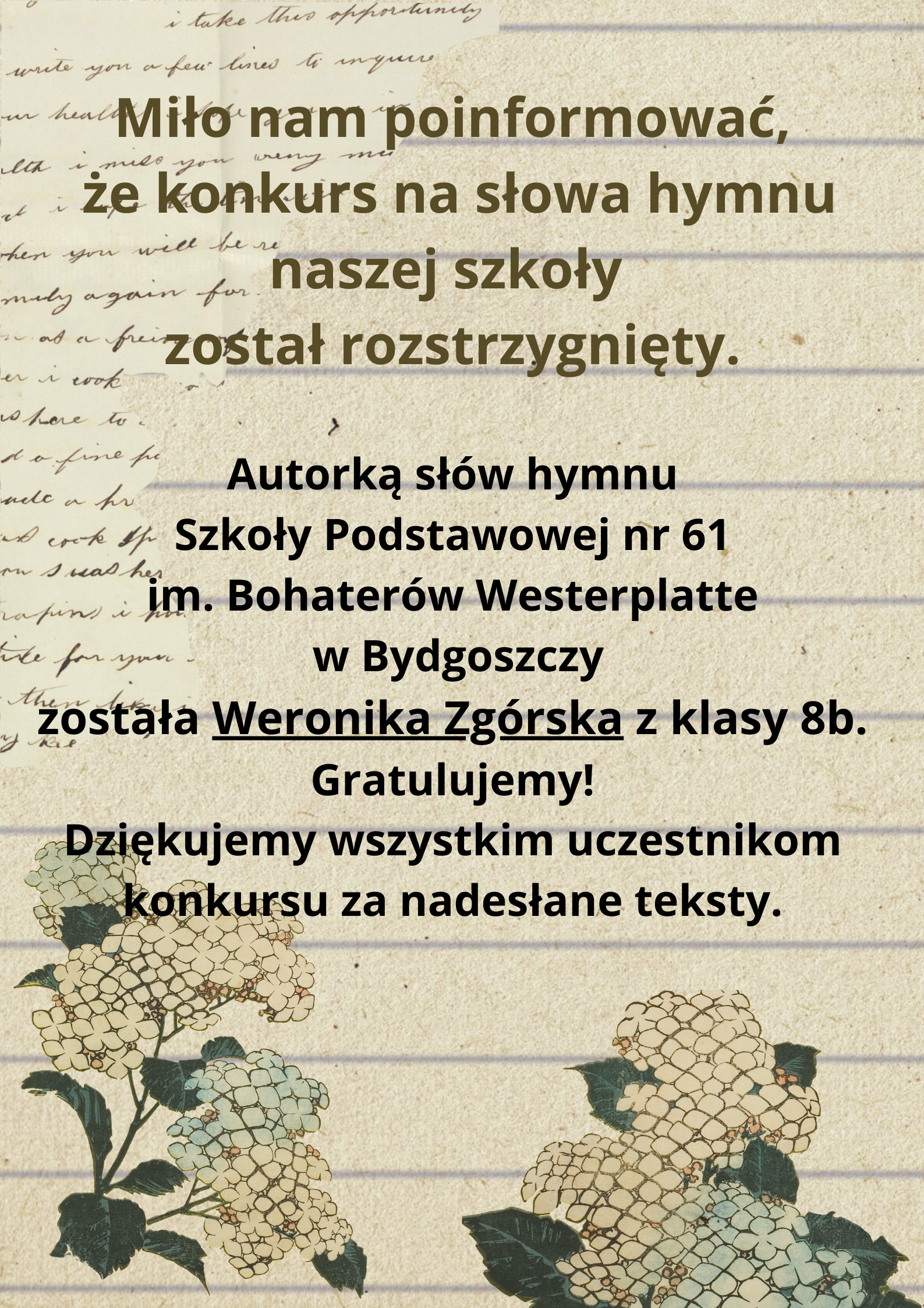 wynik konkursu hymn szkoły na stronę